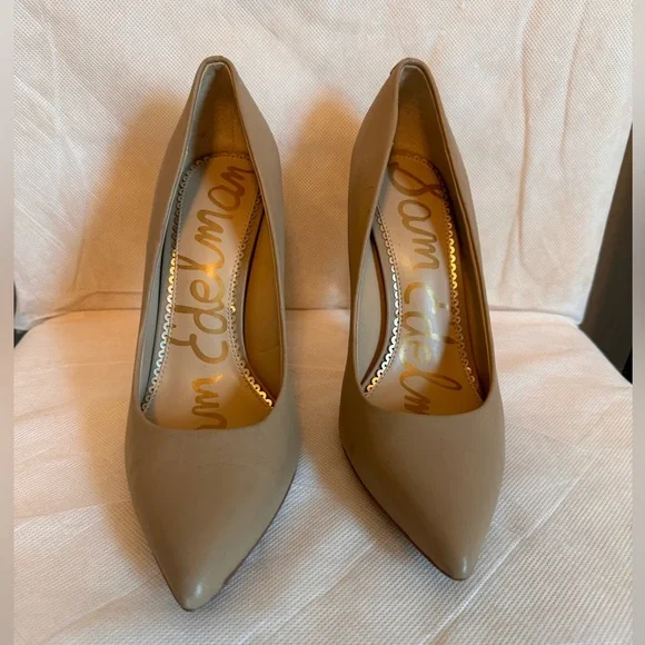 Sam Edelman Nude Leather Pump Heel 7.5 - Picture 1 of 4